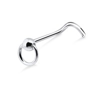 Ball Ring Shaped Silver Curved Nose Stud NSKB-45